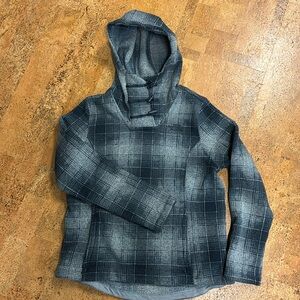 North Flace Hooded Fleece Grey Plaid-worn once